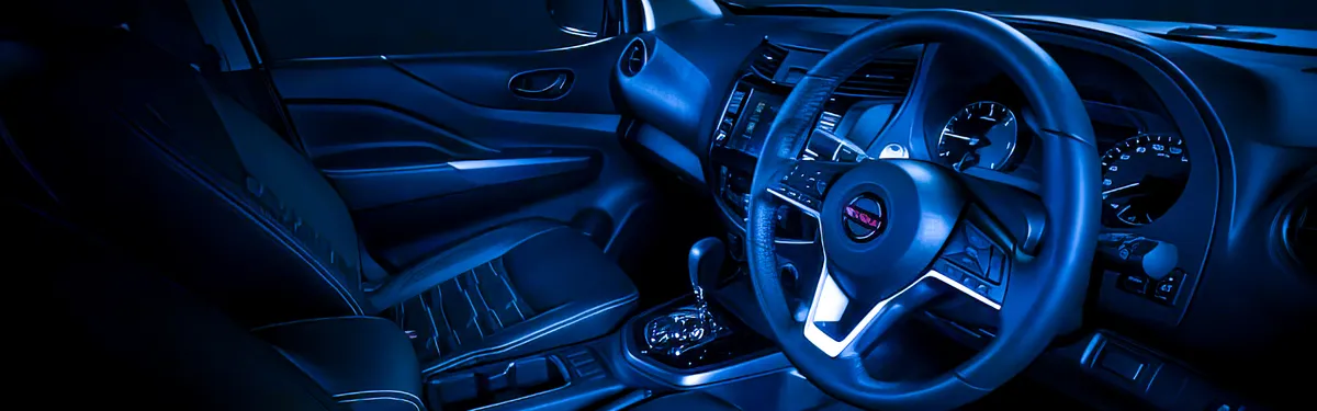 a brick building with a large glass window